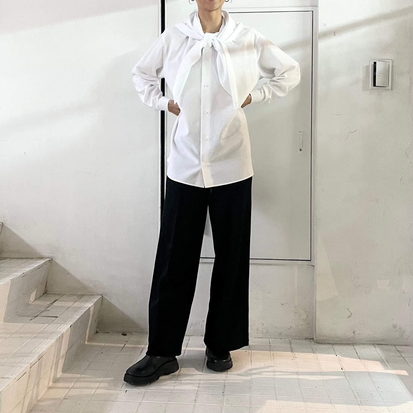 【THE RERACS】 RERACS PE SUPER LIGHT SPUN SCARF COLLAR SHIRT / THE TRACK PANTS