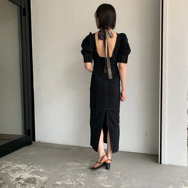 【MALION vintage】denim power shoulder dress