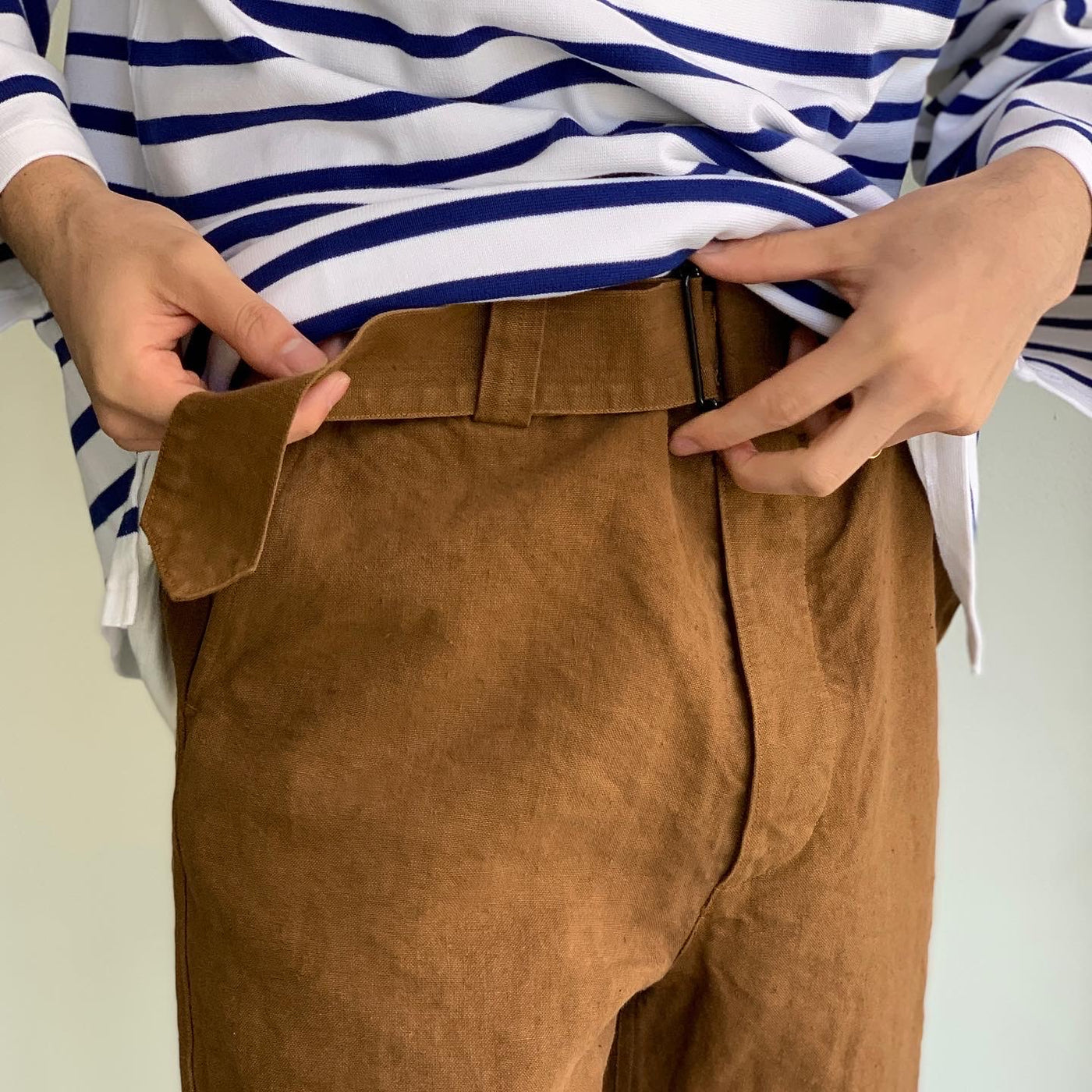 【Ets.MATERIAUX】French panel boder/LINEN M38 pants