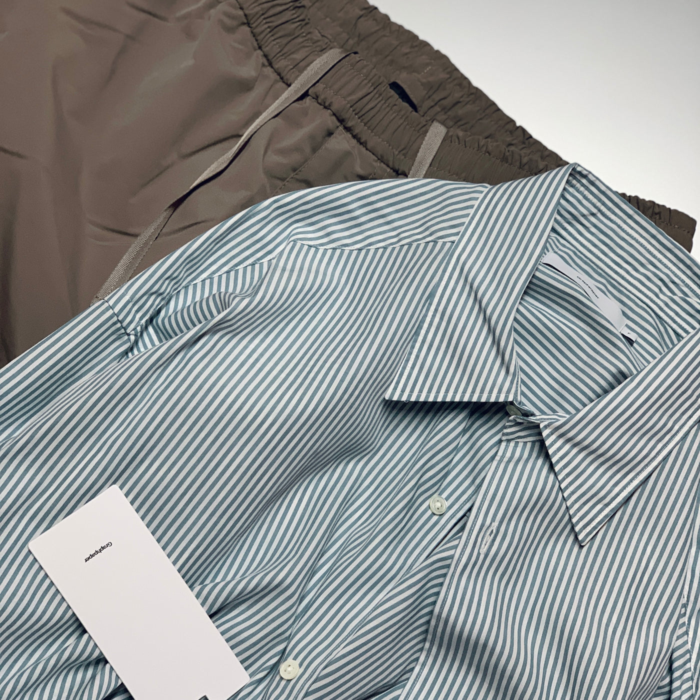 【Graphpaper】 Broad Stripe L/S Oversized Regular Collar Shirt
