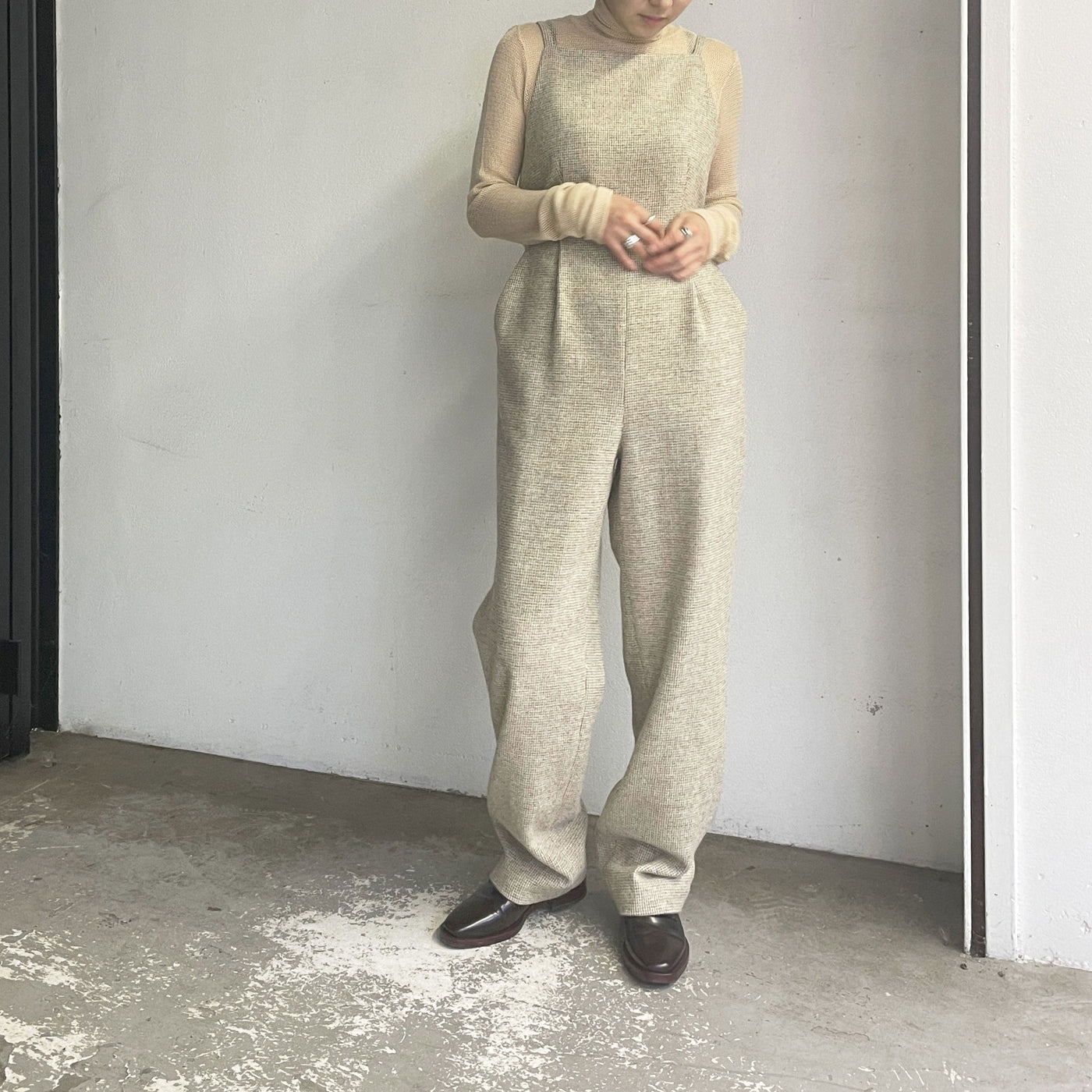 WOOL HAIRLINE LIGHT TWEED OVERALLS オーラリー - サロペット