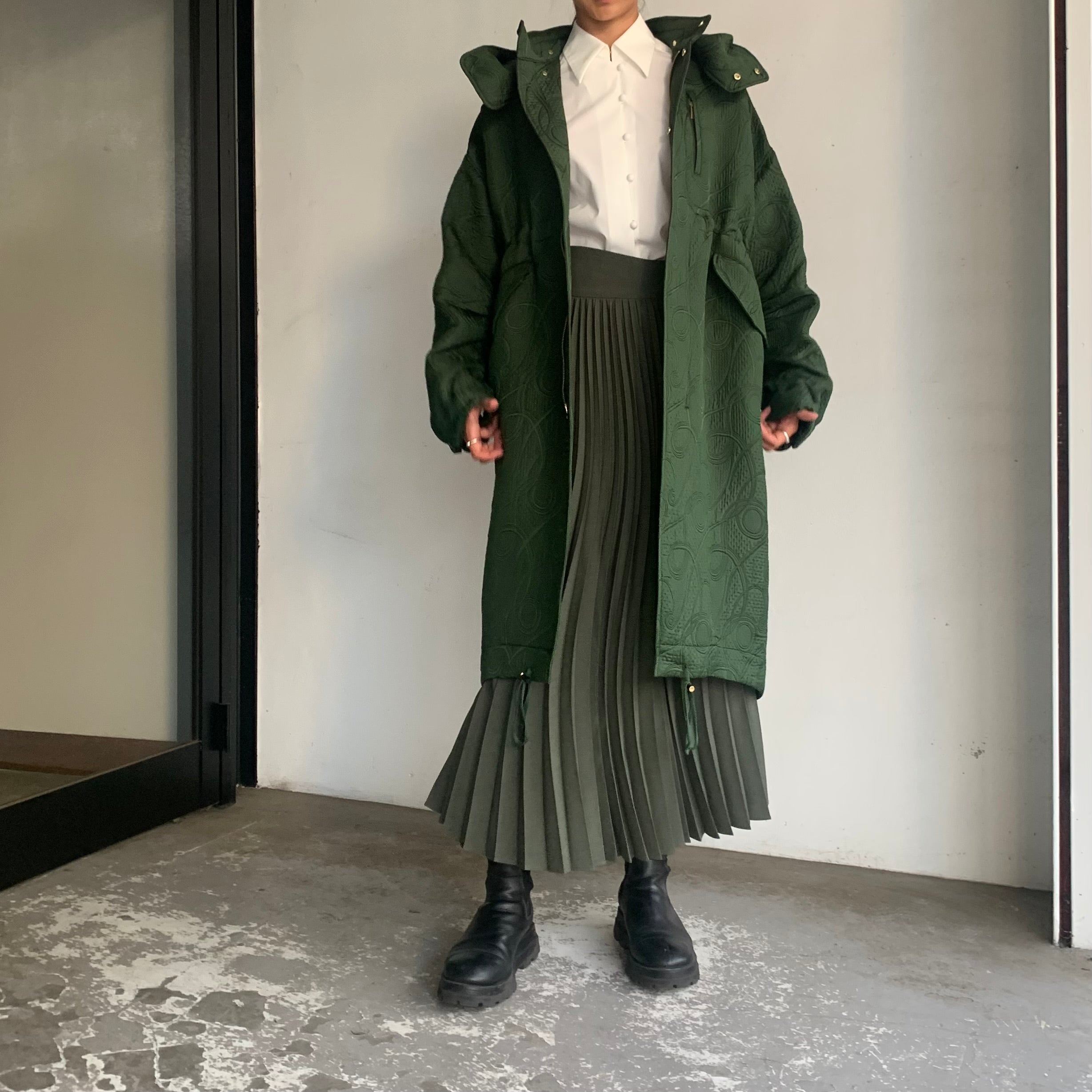 【希少】mame kurogouchi Jomon Jacquard Coat Mame Kurogouchi】 Jomon Arabesque Triple Layer Jacquard Coat