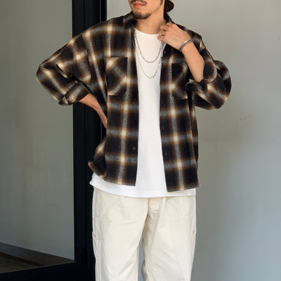 【Ets.MATERIAUX】 Ombre Check Flannel Shirt 