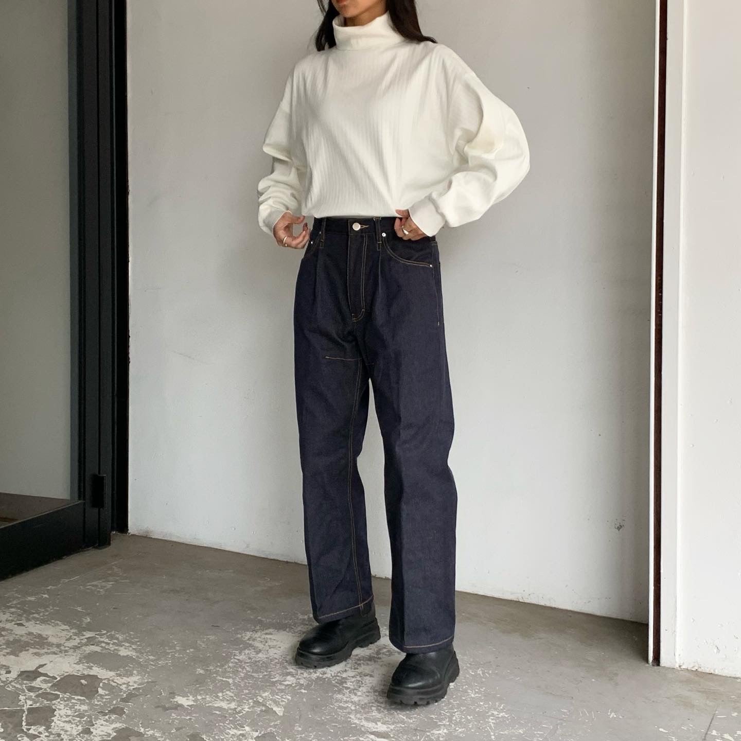 AUBETT】 針抜きフライスオーバーサイズハイネックL/S – ONENESS