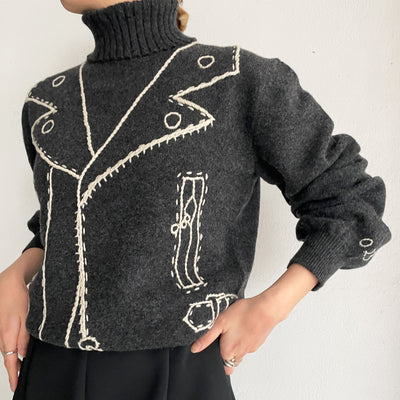 【GREED】 Cashmere Lambs Hand Stitch Sweater