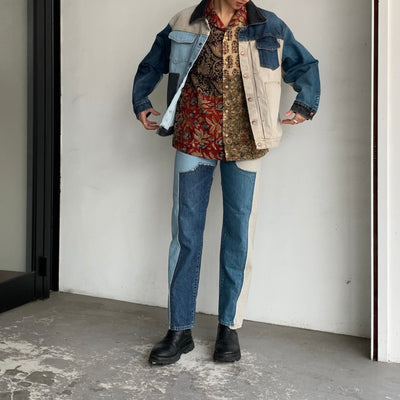 【KHOKI】 Multi color denim jacket / Multi denim pants