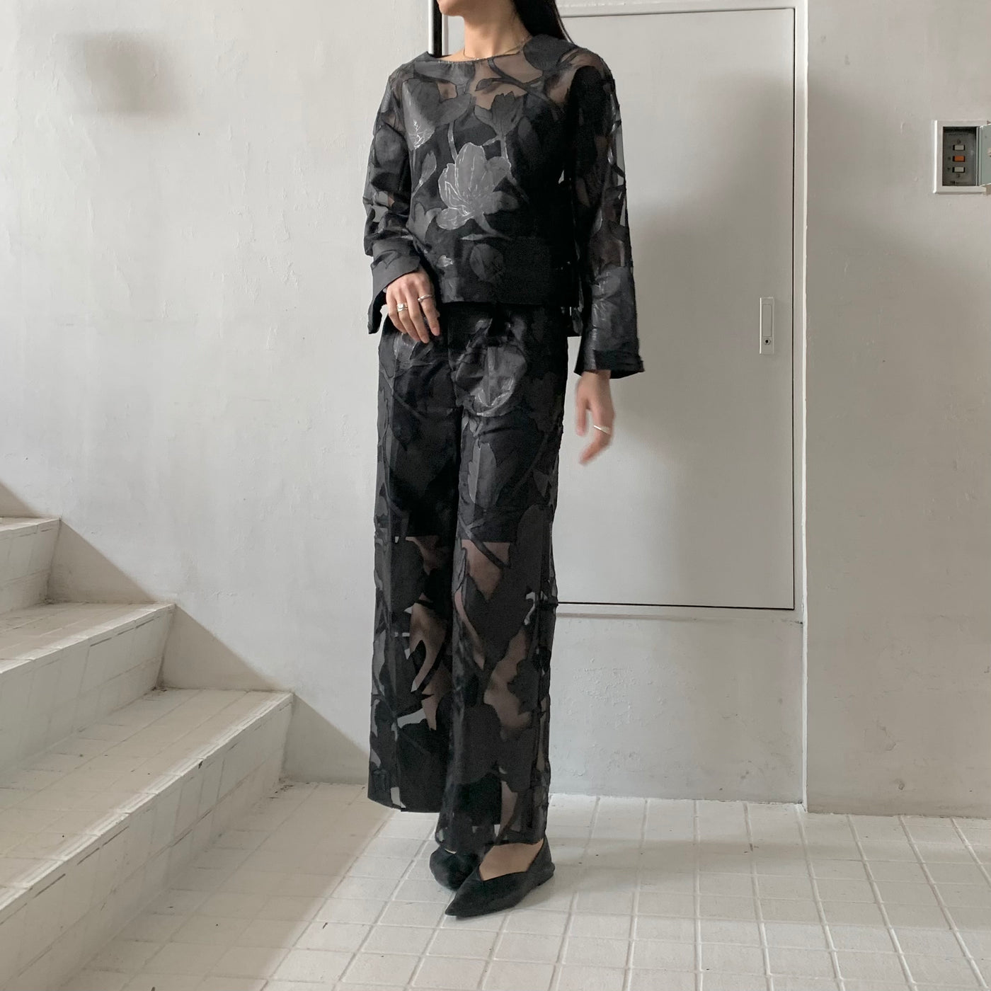 【EBONY】 Washi Flower Pullover  / Washi Flower Wide Pants