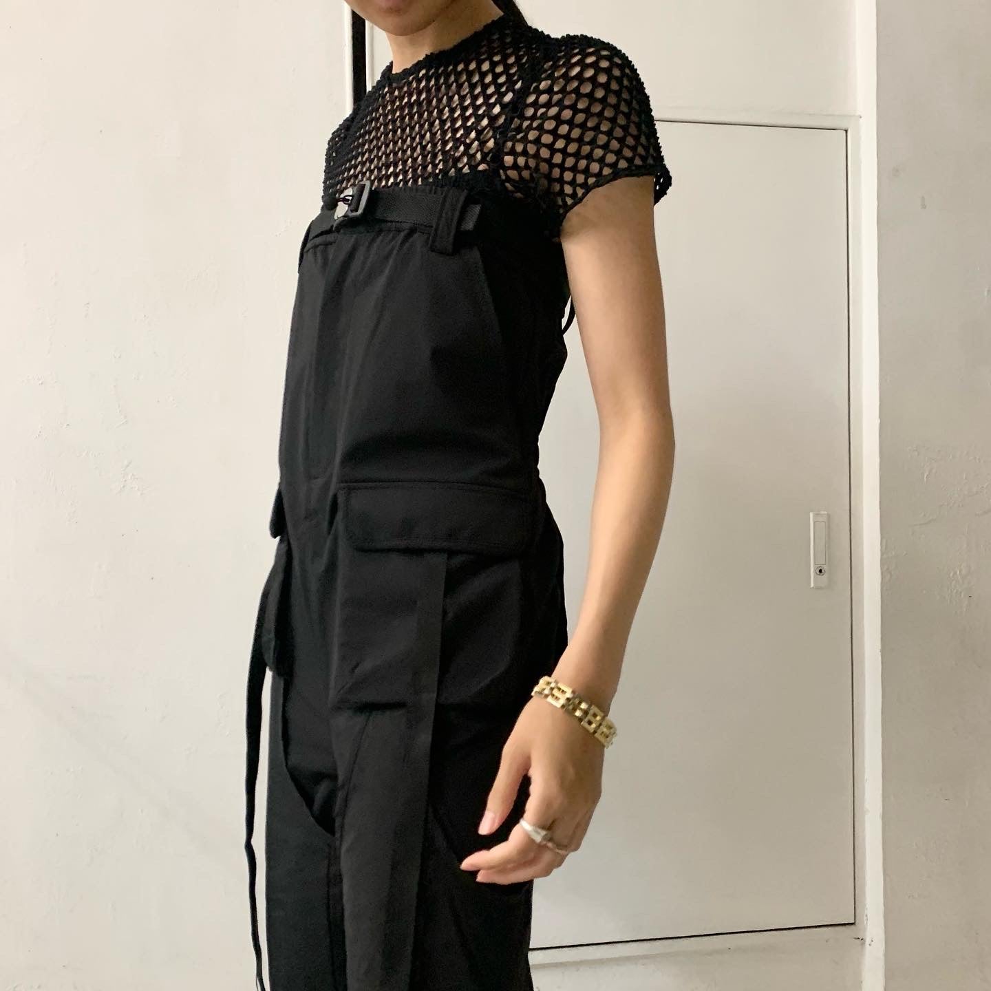 KISHIDAMIKI】 strapless nylon jumpsuits / 【FETICO】MESH JACQUARD