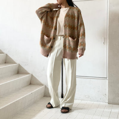 【DAIRIKU】 Mohair Border Cardigan 23AWK-2 / "Painter" Pressed Pants 23AWP-11