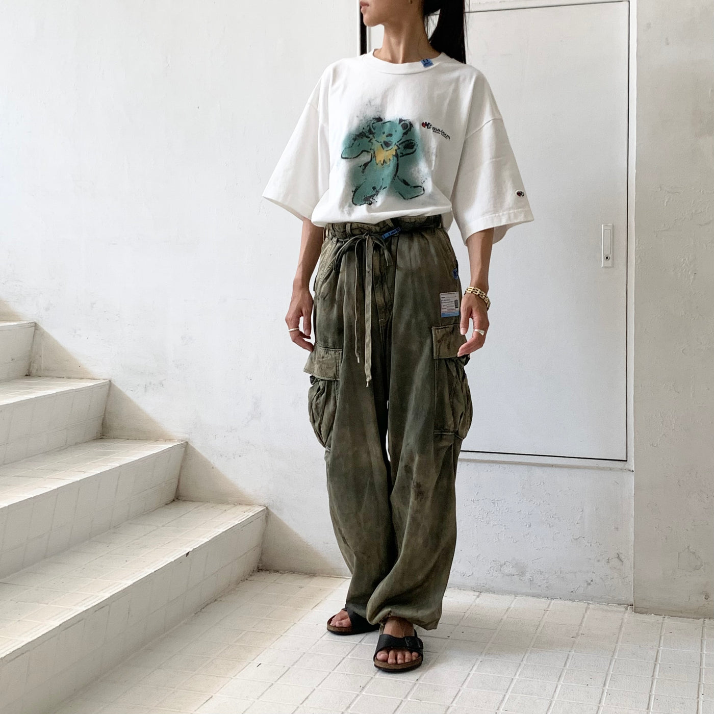 【Maison MIHARA YASUHIRO】 bear printed tee A11TS692 / Big Cargo Trousers A11PT042