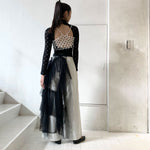 【FUMIE TANAKA】lace rompers  /【RYU KAGA】 Wide selvage denim pants /【MARGE】 Pleated tulle wrap skirt