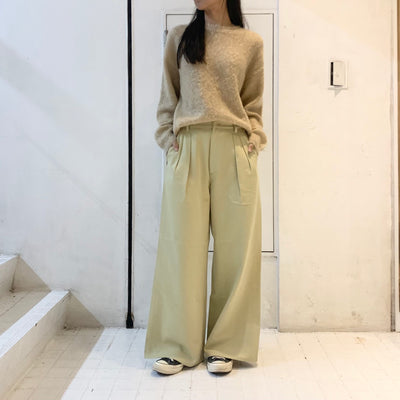 【AURALEE】 BRUSHED SUPER KID MOHAIR KNIT P/O  /  WASHED HEAVY CHINO WIDE PANTS