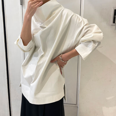 【IIROT】 Double jersey drape pullover<br>Paneled skirt