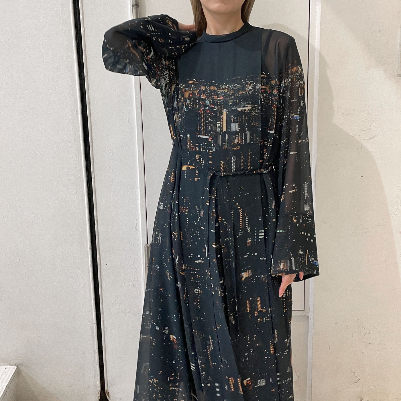 【TELMA】 Printed Chiffon Dress