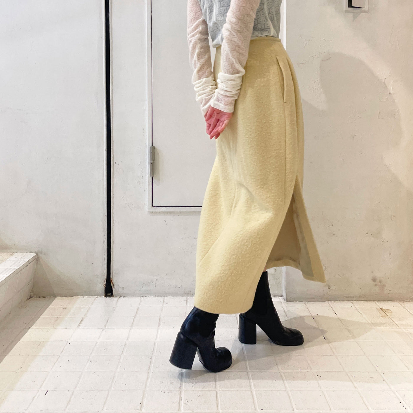 【AURALEE】 BRUSHED ALPACA WOOL MELTON HALF COAT<br>BRUSHED ALPACA WOOL MELTON SKIRT<br>【KANAKO SAKAI】KAMON TURTLENECK TOP