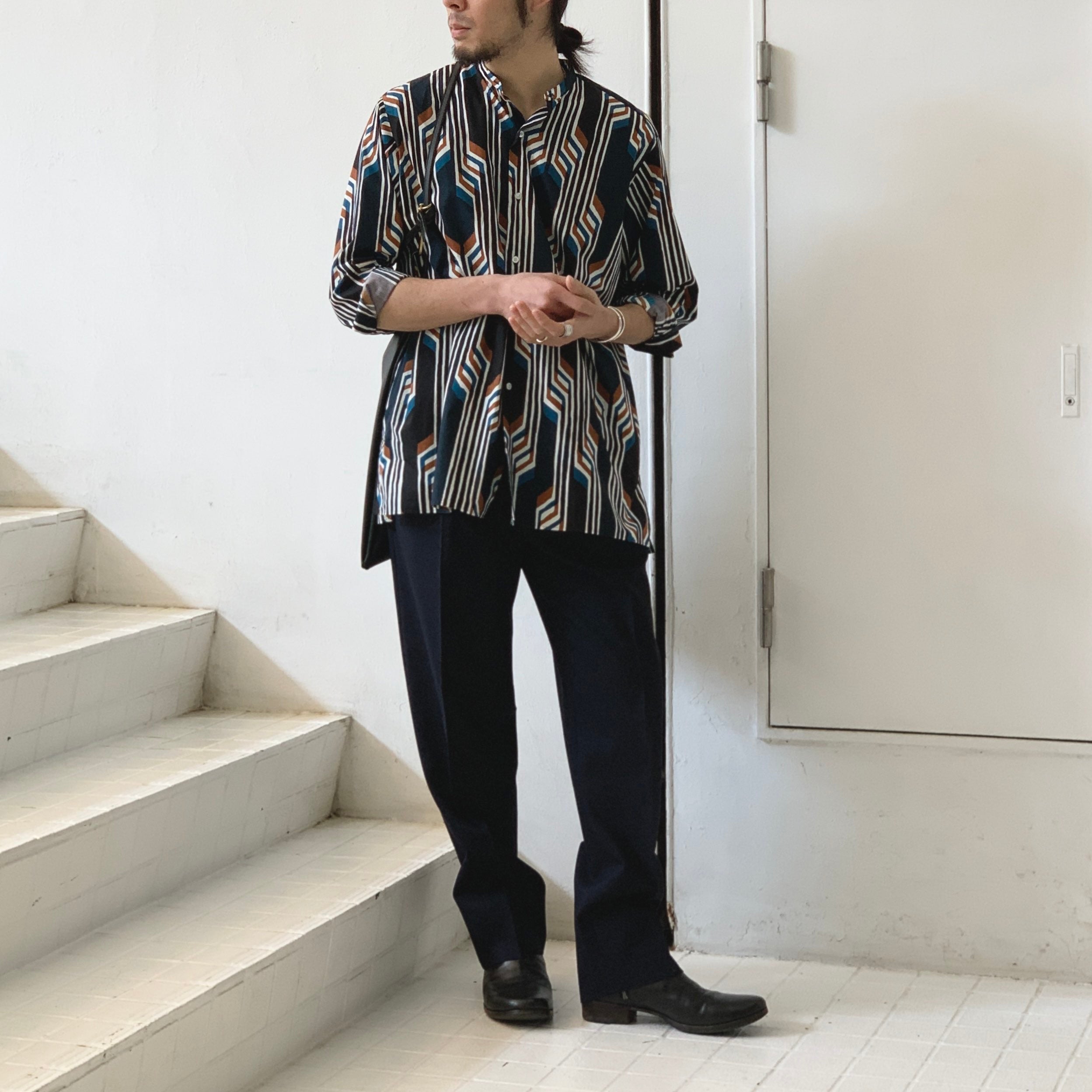HEUGN】 Morris band collar Bucol PRINT SHIRT080 – ONENESS ONLINE STORE