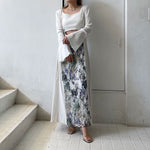 【MURRAL】 Floating flower lace skirt<br>【Mame Kurogouchi】 Random Ribbed Cotton Cropped Top