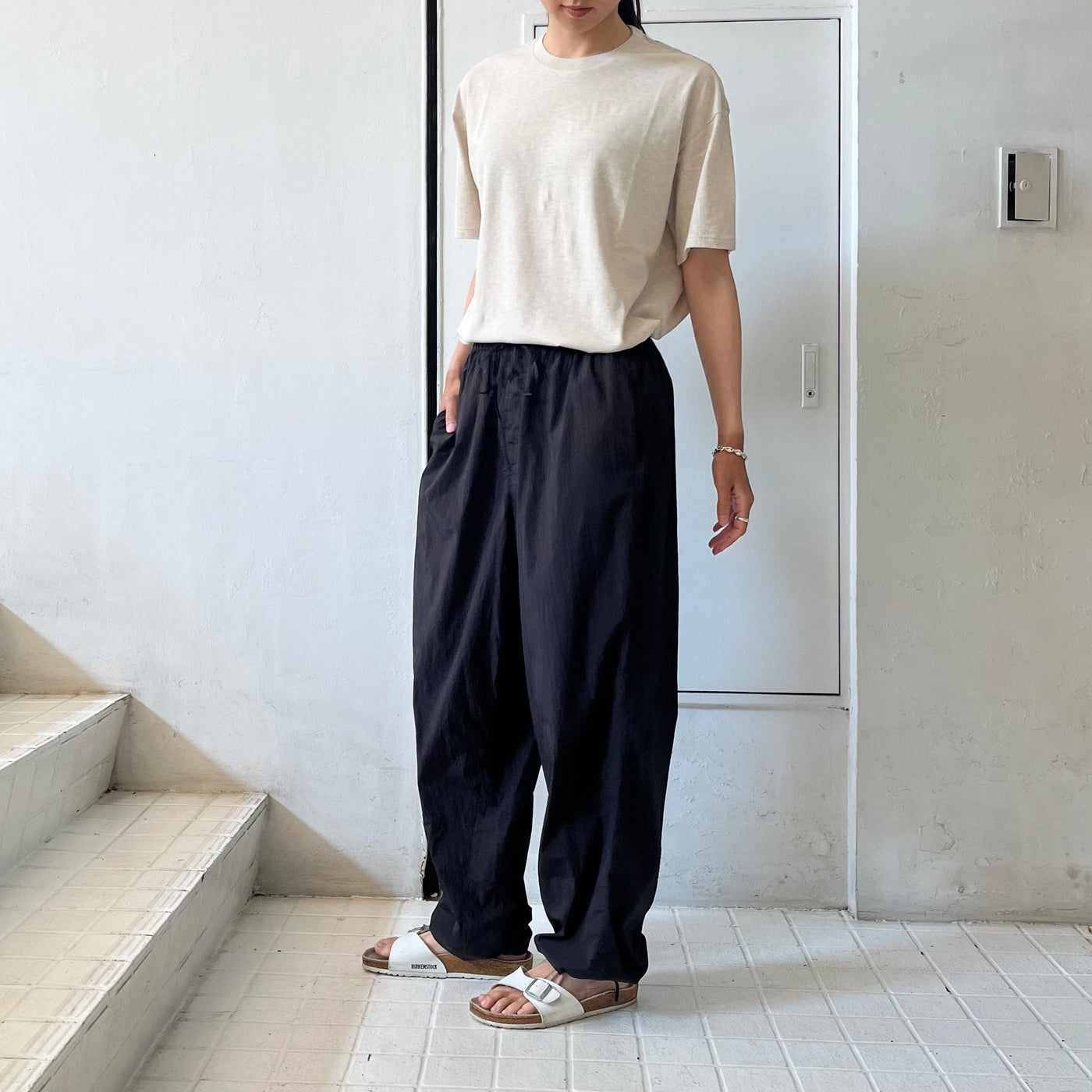 【AURALEE】 SEAMLESS CREW NECK TEE A00T01ST /【ATON】 HAND DYE NYLON OVER PANTS PRAGCW0204