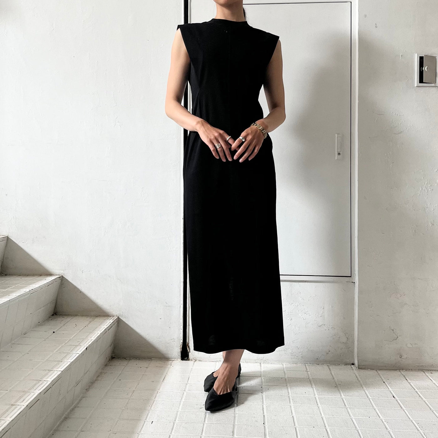 【Mame Kurogouchi】 Cotton Jersey Sleeveless Dress