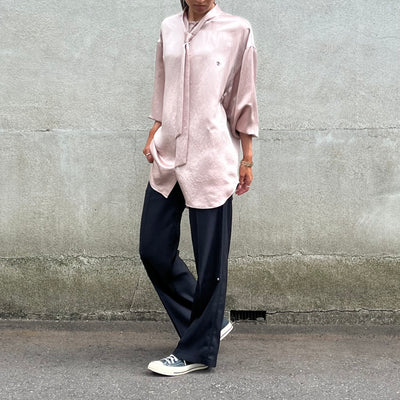 【DAIRIKU】 "D" Satin Scarf Tie Shirt 24AWS-5