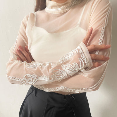 【MURRAL】 Scenery embroidery sheer top / Ivy slacks