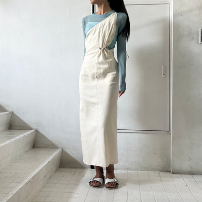 【PHOTOCOPIEU】 ONE-SHOULDER DRAWSTRING DRESS (GALLA D)  / 【BATONER】 MELTY RIB CREW NECK