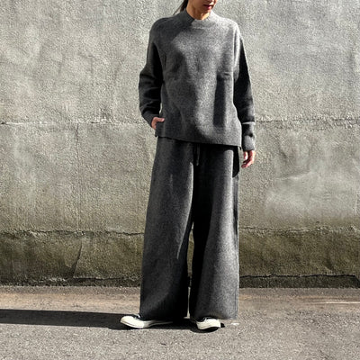 【nonnotte】 Slit Crew Neck Pullover N-24A-039 / Knit Pants Extra Wide N-24A-041