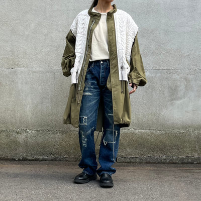 【eYe JUNYA WATANABE MAN】 綿ウェザー×シェットランドウールアラン柄 RICHMOND Wネームコート WN-C904-100