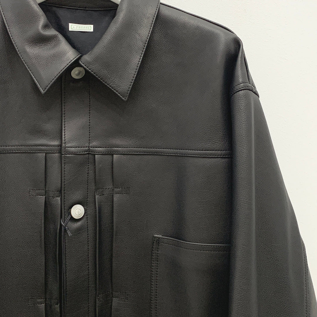 a.presse アプレッセ ボタンダウンシャツ BD Shirt ブラック A.PRESSE - アプレッセ22FW ボタンダウンシャツ BD Shirt (22AAP-02