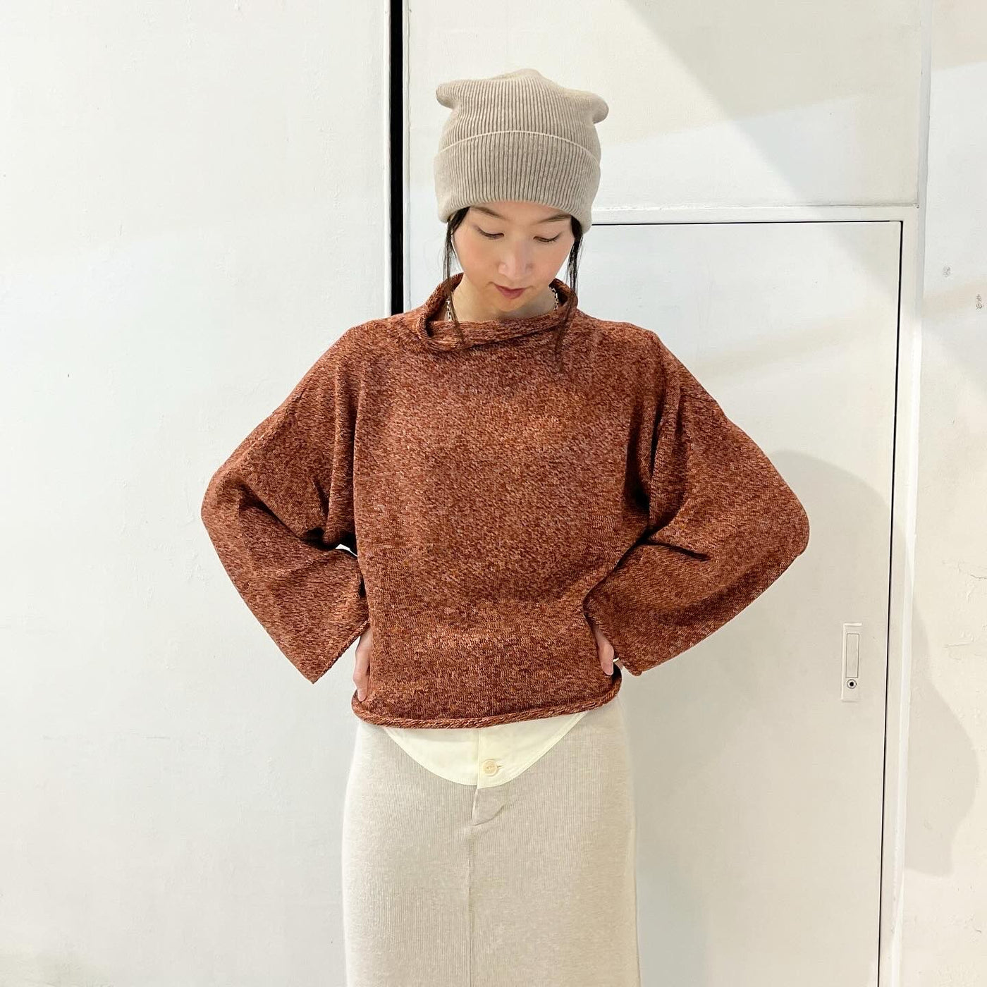 【Baserange】 SEIRA TURTLENECK  / WHIT BEANIE