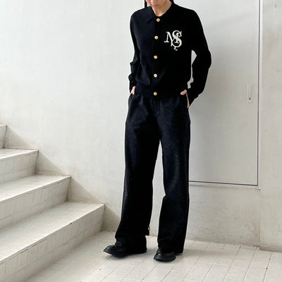 【M A S U】 M.S. CREST CARDIGAN M25K6KN001 / WIDE SWEAT PANTS M25K6PT012