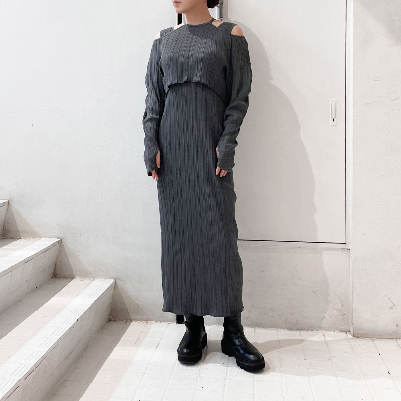 【Mame Kurogouchi】 Random Ribbed Organic Cotton 2way Dress