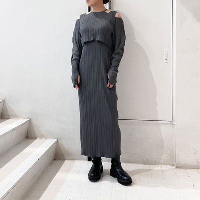 【Mame Kurogouchi】 Random Ribbed Organic Cotton 2way Dress