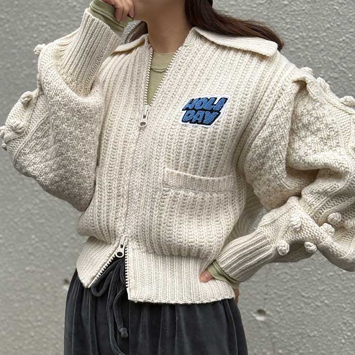 【HOLIDAY】 WOOL PONPON ZIP-UP KNIT JACKET (TWO STEPS)
