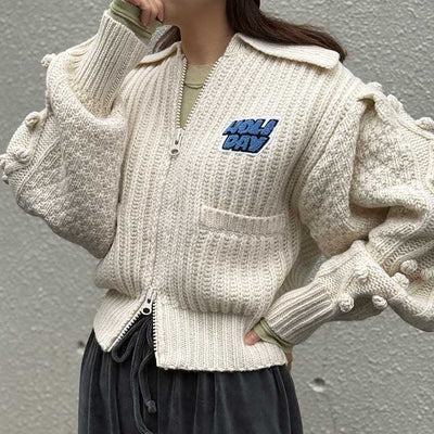 【HOLIDAY】 WOOL PONPON ZIP-UP KNIT JACKET (TWO STEPS)