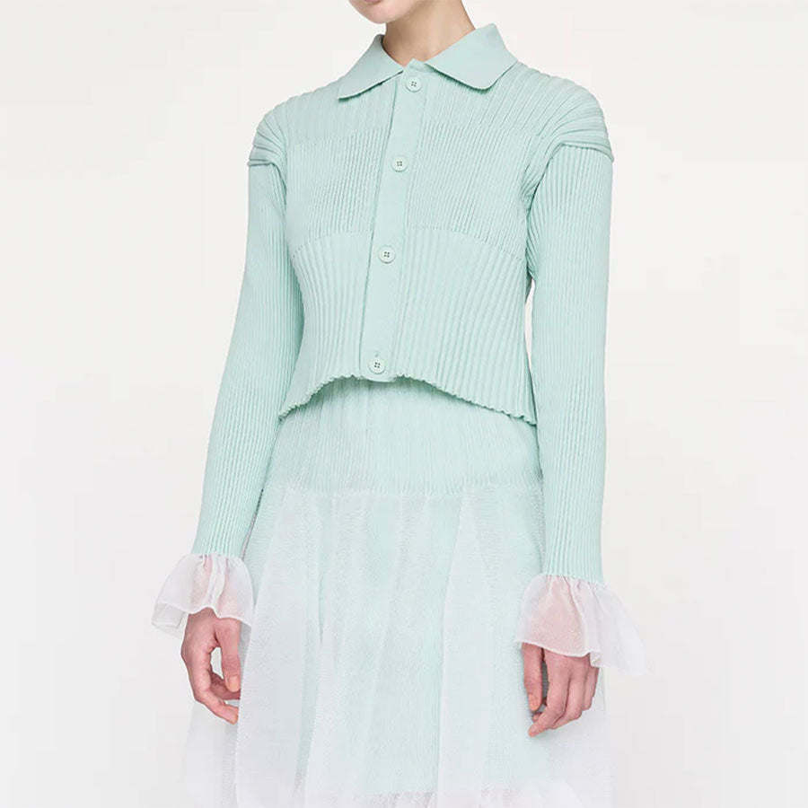 CFCL/シーエフシーエル】FLUTED LUCENT CROPPED SHIRT CARDIGAN