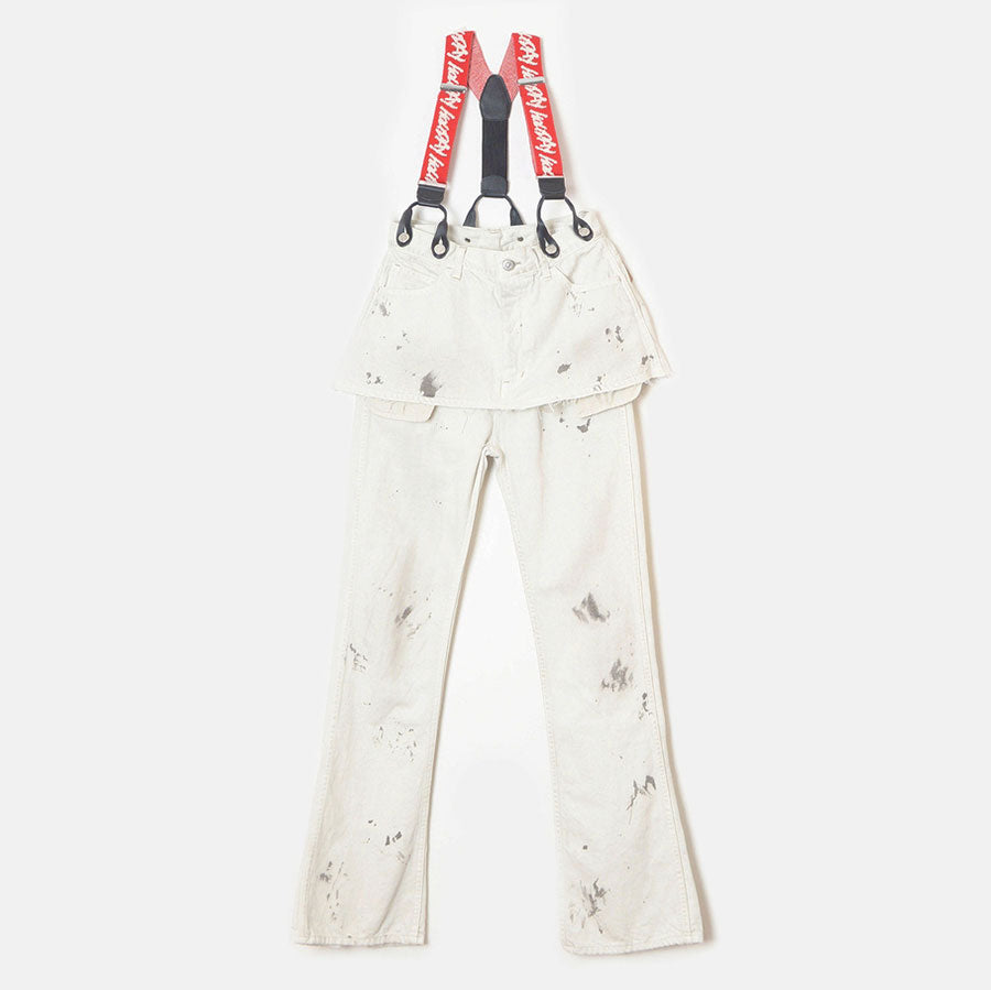 【HOLIDAY/ホリデイ】<br>PAINT DENIM TWO-PIECE SUSPENDER PANTS (OFF WHITE) <br>24102039