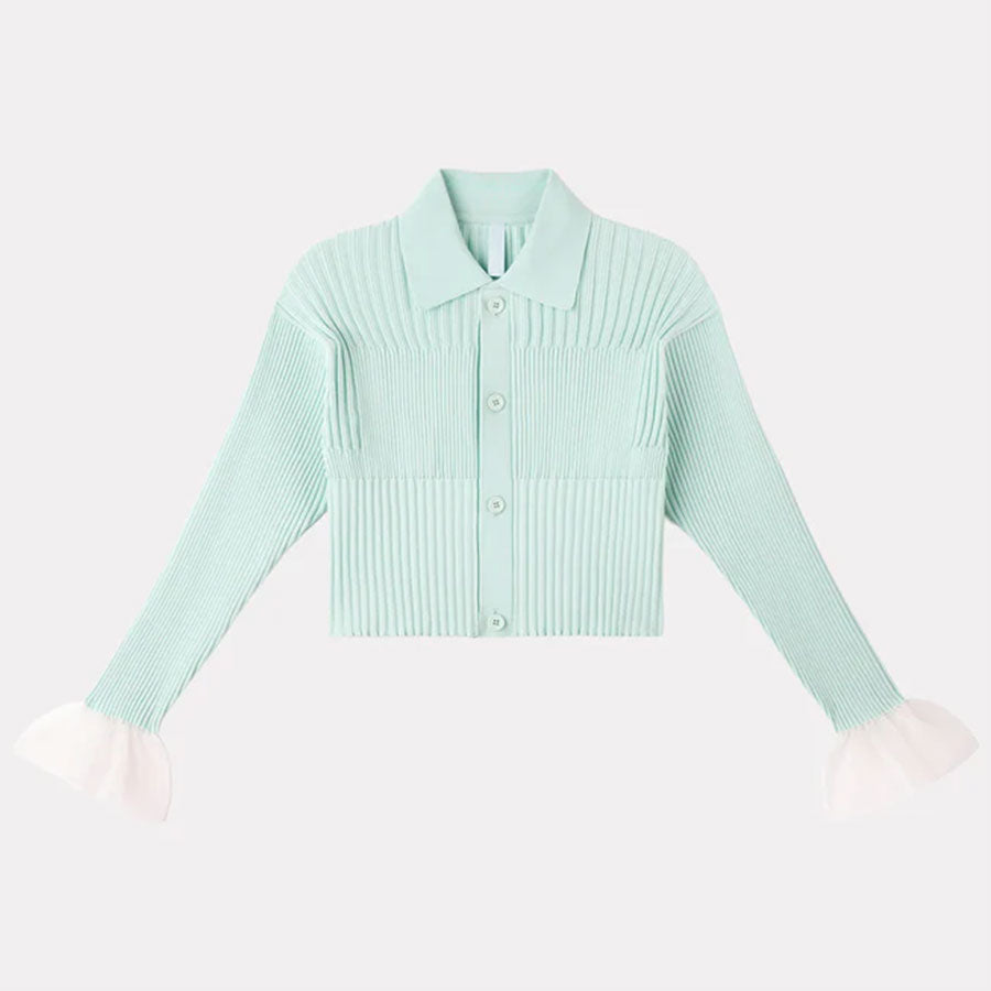 CFCL/シーエフシーエル】FLUTED LUCENT CROPPED SHIRT CARDIGAN