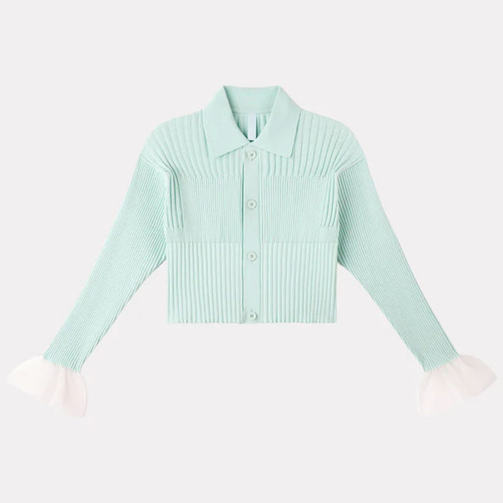 CFCL/シーエフシーエル】FLUTED LUCENT CROPPED SHIRT CARDIGAN