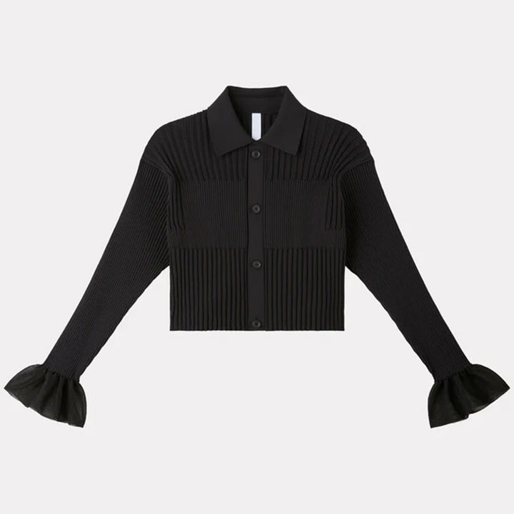CFCL/シーエフシーエル】FLUTED LUCENT CROPPED SHIRT CARDIGAN