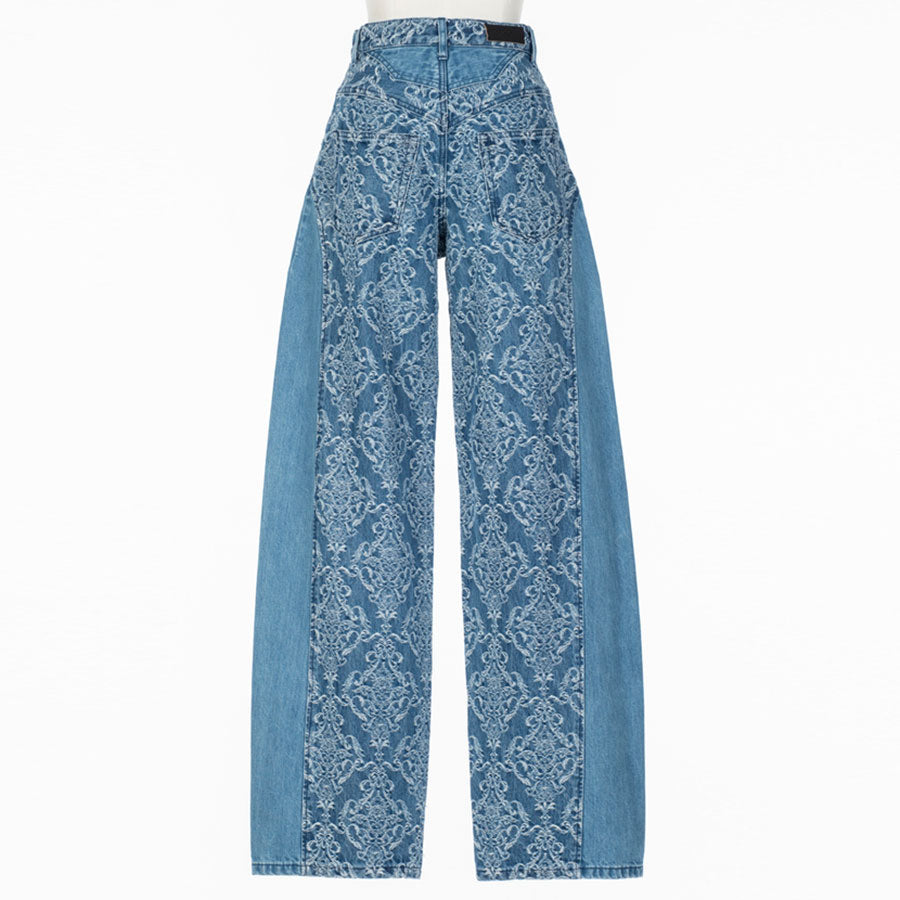FETICO/フェティコ】DAMASK-JACQUARD DENIM CURVE-FIT HIGH-RISE JEANS
