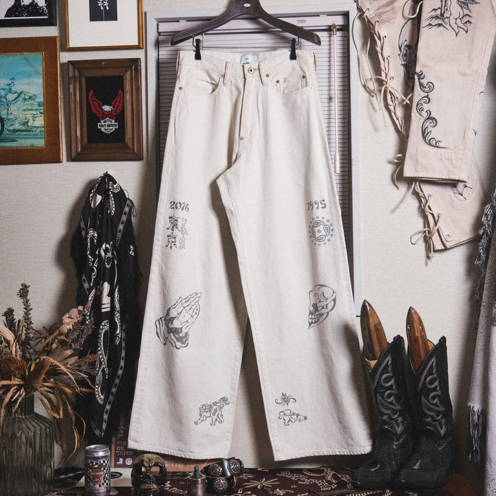 SUGARHILL/シュガーヒル】TATTOO FLASH PRINT MODERN DENIM WIDE CUT