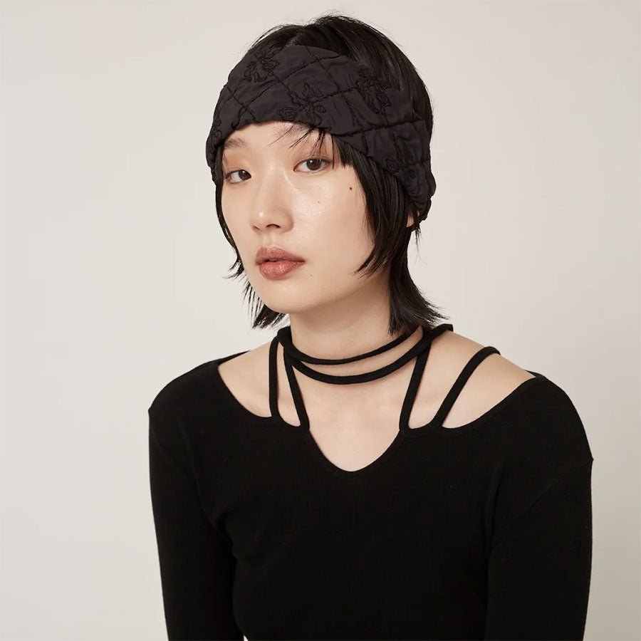 【MURRAL/ミューラル】<br>Dahlia shrinking embroidery headband <br>242-1701