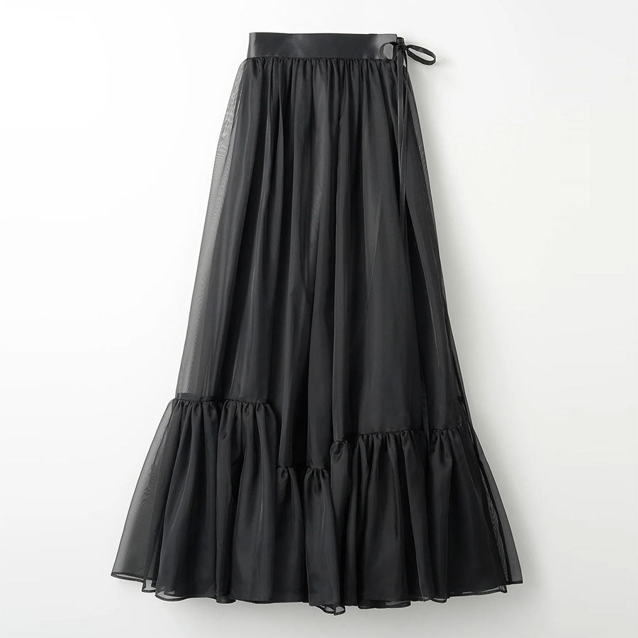 【MURRAL/ミューラル】<br>Spacious sheer wrap skirt <br>242-0901