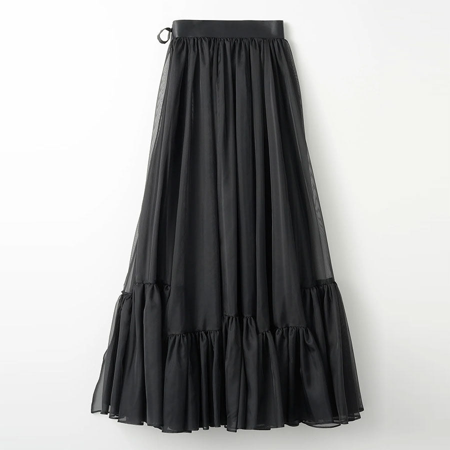 【MURRAL/ミューラル】<br>Spacious sheer wrap skirt <br>242-0901