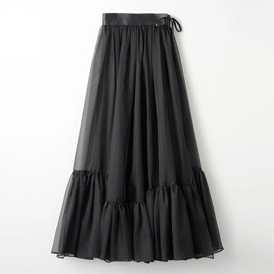 【MURRAL/ミューラル】<br>Spacious sheer wrap skirt <br>242-0901