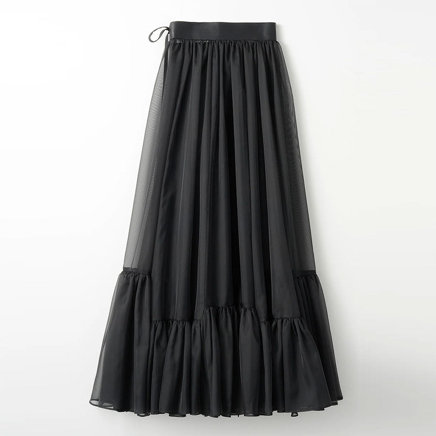 【MURRAL/ミューラル】<br>Spacious sheer wrap skirt <br>242-0901