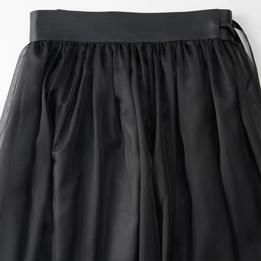 【MURRAL/ミューラル】<br>Spacious sheer wrap skirt <br>242-0901