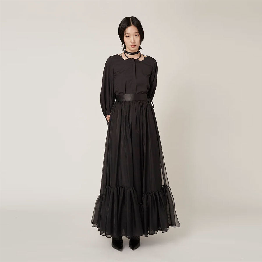 【MURRAL/ミューラル】<br>Spacious sheer wrap skirt <br>242-0901