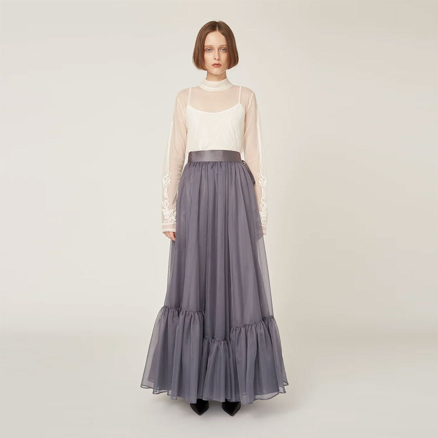 【MURRAL/ミューラル】<br>Spacious sheer wrap skirt <br>242-0901